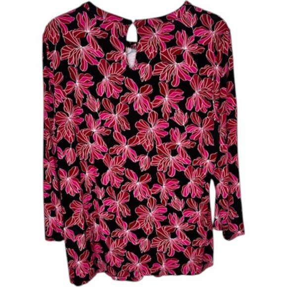 Hobbs of London Julia Floral Printed Top - Red/Pink/Black - L - Picture 6 of 12